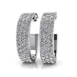 F Vvs1 8 Carats Round Cut Diamonds Women Hoop Earrings White Gold 14K