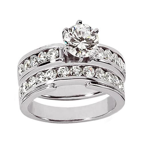 F Vvs1 Diamonds 1.51 Ct. Engagement Fancy Ring Set White Gold Engagement Ring Set