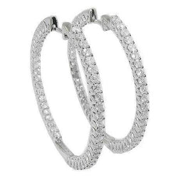 F Vvs1 Diamonds Hoop Earrings White Gold Gorgeous Round Cut 5.50 Ct