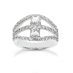 Diamond Split Shank Ring With Accents 1.40 Cts. Jewelry White Gold