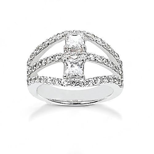 New Big Wedding Solitaire Ring with Accents White Gold Diamond