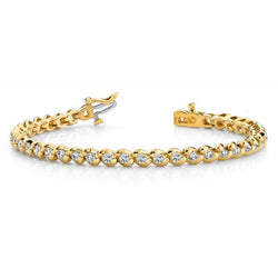 Real  Round Diamonds Basic Tennis Bracelet 14K Yellow Gold 6 Carats