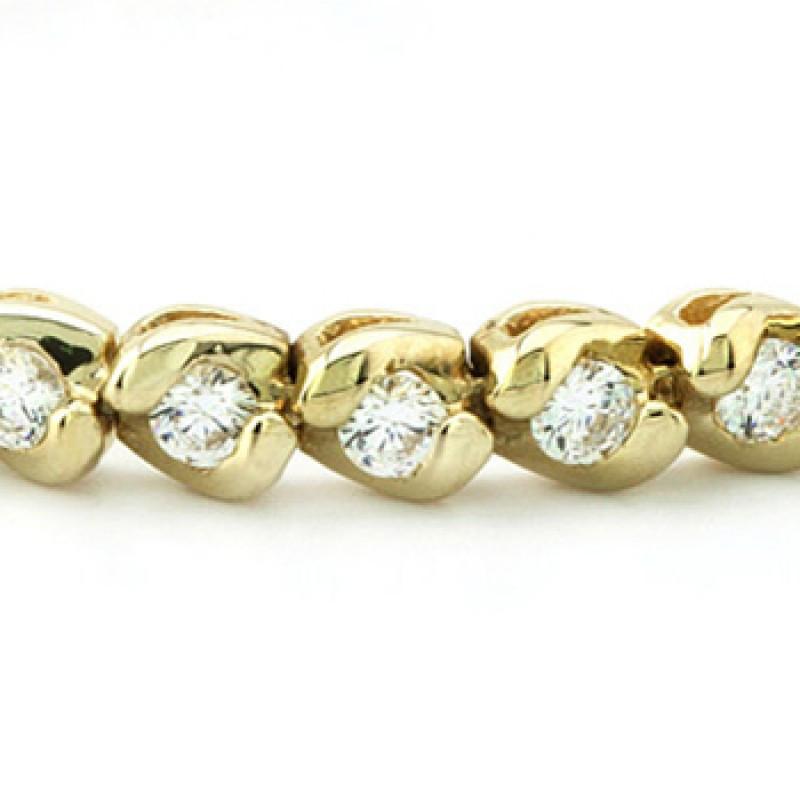 Round Diamonds Basic Tennis Bracelet Yellow Gold 