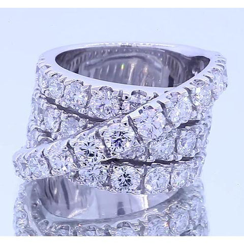 Fancy Ring Round Diamonds Four Prong White Gold 14K 5.10 Carats Eternity Band