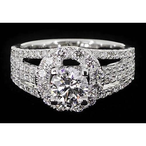 Fancy Type Anniversary Ring Round Diamonds Thick Shank 3 Carats