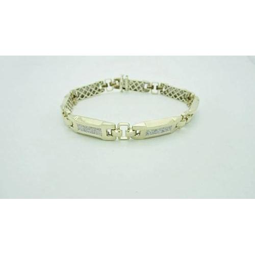 F/G Vs2/Si 6 Carats Round Cut Diamonds Men'S Bracelet Yg 14K Mens Bracelet