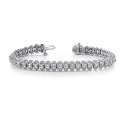Filigree Round Cut 6.30 Carats Lab Grown Diamonds Bracelet White Gold 10K
