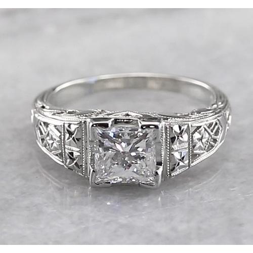 Filigree Style Princess Diamond Ring Vs1 F White Gold 14K Engagement Ring