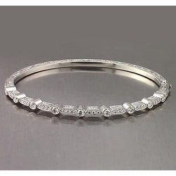 Real  Filigree Style Diamond Bangle 1.40 Carats White Gold 14K