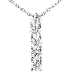 Round Brilliant Cut Natural Earth Mined Diamond Five Stone Necklace Pendant 2.5 Ct. WG 14K