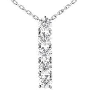 Five Stone Necklace Pendant 2.5 Carats Round Brilliant Cut Diamonds Women White Gold 14K Pendant