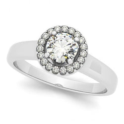 Natural  Halo Round Diamond Engagement Ring Flower Style 1.0 Carat WG 14K