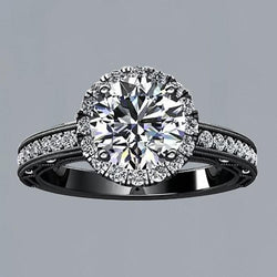 Natural  Flower Style Round Diamond Engagement Halo Ring 2.11 Carat BG 14K