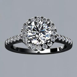 Natural  2.50 Ct. Round Halo Diamond Solitaire With Accents Ring Black Gold 14K