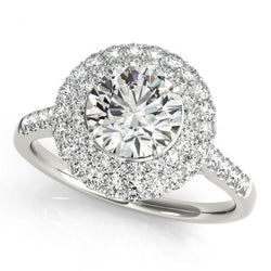 Natural  Flower Style Halo Round Diamond 2 Carat Engagement Fancy Ring WG 14K