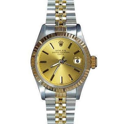 Fluted Bezel Champagne Stick Dial Rolex Date Women Watchtt Jubilee Rolex
