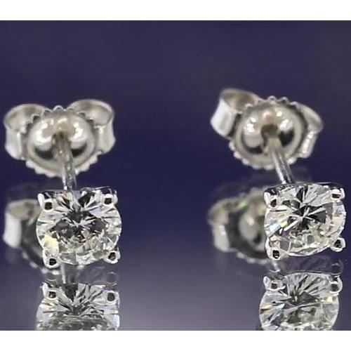 Four Prong Martini Style Round Diamond Stud Earring 1.20 Carats White Gold 14K F Vs1 Stud Earrings