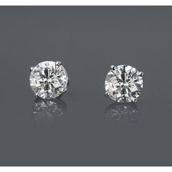 Four Prong Round Lab Grown Diamond Stud Earring 2 Carats