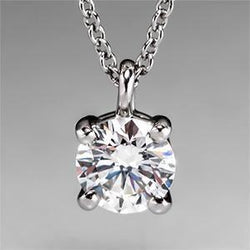 Round Solitaire Natural Diamond Pendant 1.5 Ct White Gold Jewelry