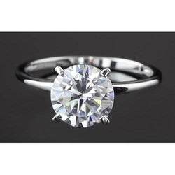 Four Prong Setting Solitaire Round Natural Earth Mined Diamond Engagement Ring 2 Carats