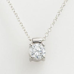2 Carat Round Natural Earth Mined Diamond Necklace Pendant White Gold 14K