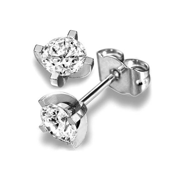 Four Prong Style Lady fancy Engagement White Gold Diamond Stud Earrings