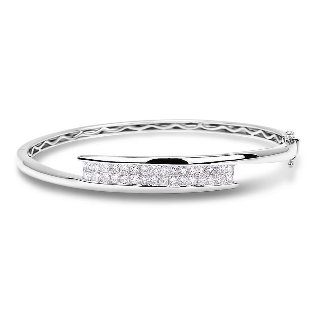 G Si Princess Cut 4.80 Carats Diamonds Bangle White Gold 14K Bangle