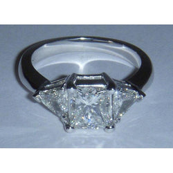 Princess And Trilliant Cut 1.61 Carat Three Stone Diamond Ring New