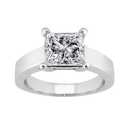 1.50 Carats Solitaire Princess Diamond Ring White Gold 14K