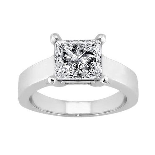 Diamond Solitaire Ring Princess Diamond Ring Gold White Solitaire Ring