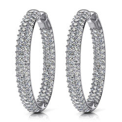 G Vvs1 Round Cut 8 Carats Diamonds Hoop Earrings 14K White Gold New
