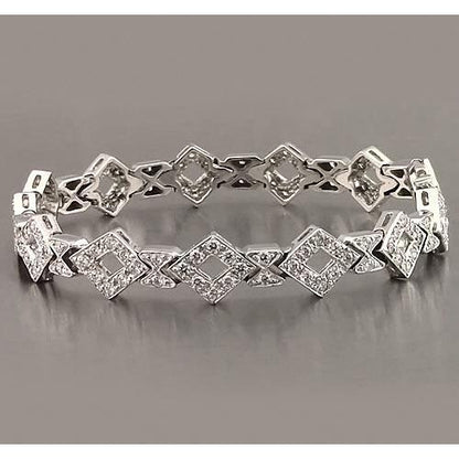 Gents White Gold Diamond Bracelet 3.50 Carats Jewelry New Tennis Bracelet