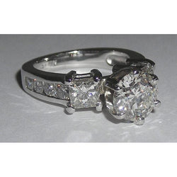 Gold High Quality Three Stone Diamond 4.01 Ct. Engagement Ring