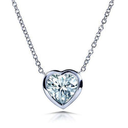 Gorgeous 2 Ct Heart Cut Natural Diamond Pendant Bezel Setting White Gold 14K