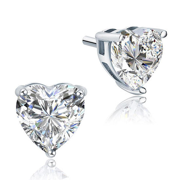 Gorgeous Heart Cut Diamond Women Stud Earring Solid White Gold  Stud Earrings
