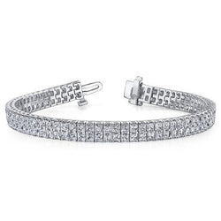Real  Gorgeous 21 Carats Princess Cut Diamond Carpet Bracelet 14K White Gold