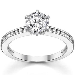 3 Carats Round Cut Diamond Engagement Ring Solitaire With Accents