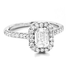 3.50 Ct Emerald With Accents Natural Earth Mined Diamond Halo Ring