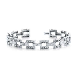 Gorgeous 6 Carats Round Cut Diamond Men Bracelet White Gold 14K