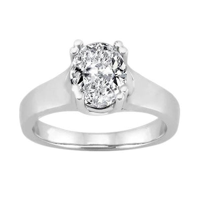 Gorgeous 8 Prong Set Oval 2 Carat Diamond Solitaire Engagement Ring White Gold Solitaire Ring
