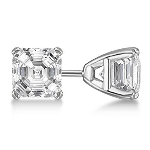 Gorgeous Asscher Cut Diamond Stud Earrings 2 Carats Solid White Gold 14K Stud Earrings