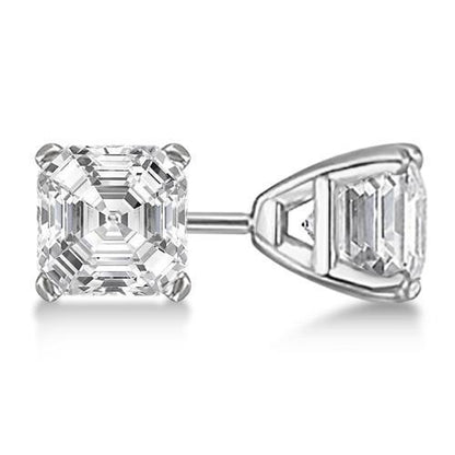 Gorgeous Asscher Cut Diamond Stud Earrings 2 Carats Solid White Gold 14K Stud Earrings