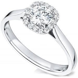 Gorgeous Brilliant Cut 1.75 Carats Diamond Ring White Gold Halo