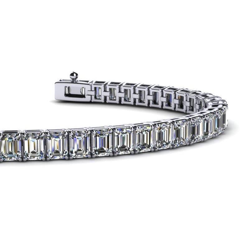 Gorgeous Emerald Cut Diamond Tennis Bracelet White Gold 14K 23.85 Ct. Tennis Bracelet