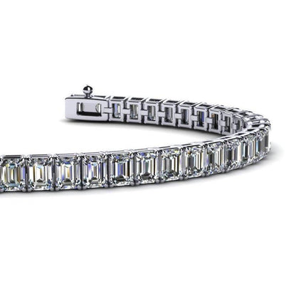 Gorgeous Emerald Cut Diamond Tennis Bracelet White Gold 14K 23.85 Ct. Tennis Bracelet