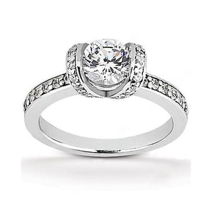 Princess Cut Sparkling Solitaire Ring with Accents White Gold Diamond 