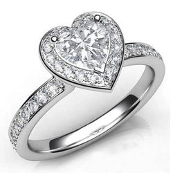 Natural  Gorgeous Heart Cut With Round Diamond Halo Ring 6.10 Carats White Gold Jewelry