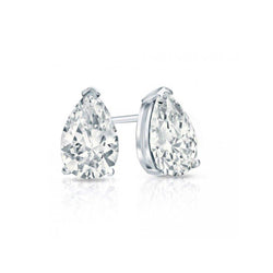 Gorgeous Pear 2 Carats Solitaire Diamond Stud Earrings White Gold 14K