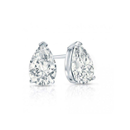 Gorgeous Pear Cut 2 Carats Solitaire Diamond Stud Earrings White Gold 14K Stud Earrings