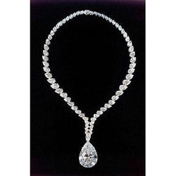 Gorgeous Pear Diamond Necklace 38 Carats White Gold 14K